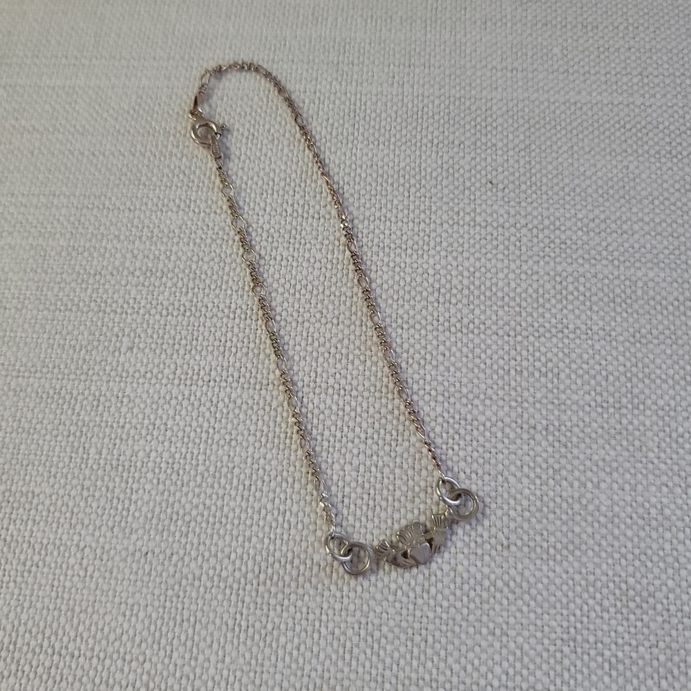Sterling silver claddagh anklet